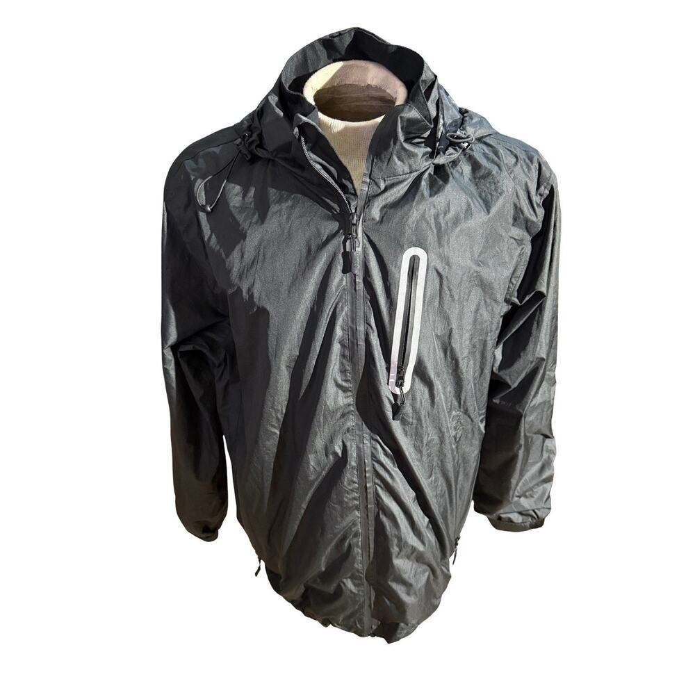 SwissWell Men’s Large Black Waterproof Windbreaker Hooded Rain Jacket